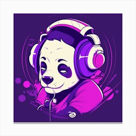 Panda Bear With Headphones Canvas Print