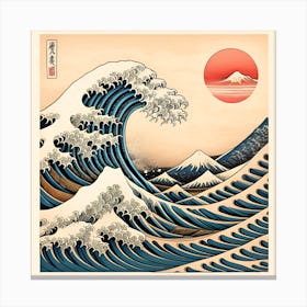 Japanes Wood Block Print Of Ocean Wave Canvas Print