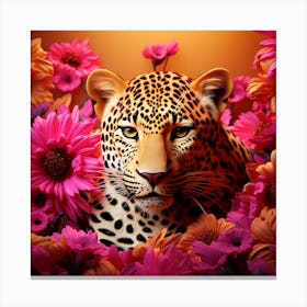 Leopard In Flowers 5 Canvas Print
