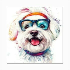 Dog With Glasses 25 Canvas Print