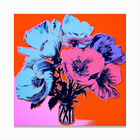 Andy Warhol Style Pop Art Flowers Florals 8 Square Canvas Print