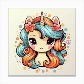 Unicorn With Rainbow Mane 59 Canvas Print