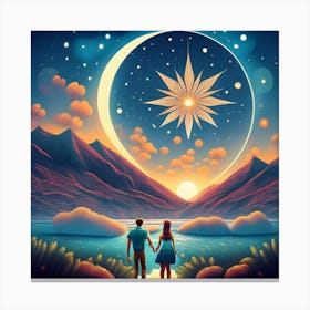 Stargazing Couple Canvas Print