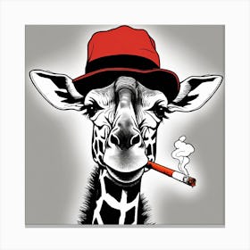Giraffe Smoking A Cigarette Canvas Print