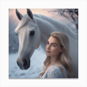 White Horse Portrait Canvas Print