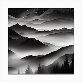 Black And White Mountains Canvas Print