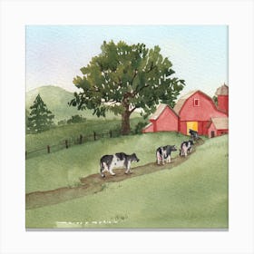 Cows On The Farm van gogh watercolor Canvas Print