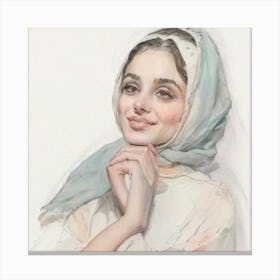 Woman In A Scarf Canvas Print