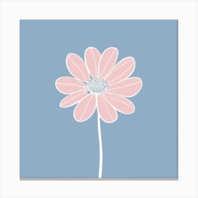 A White And Pink Flower In Minimalist Style Square Composition 463 Canvas Print