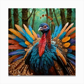 Colorful Turkey In The Woods, Surrealism Canvas Print