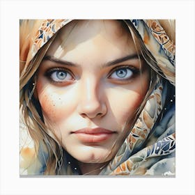 Portrait Of A Woman With Blue Eyes Canvas Print