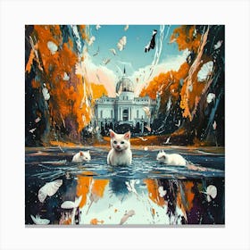 Cats In The Water Canvas Print