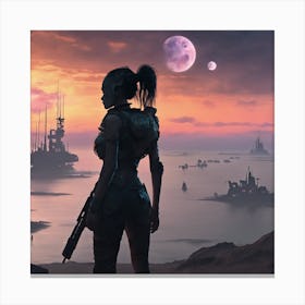 Woman In A Futuristic Setting Canvas Print