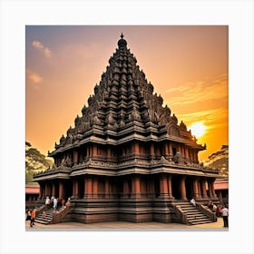 Meenakshi Temple, India Cubism Style Canvas Print