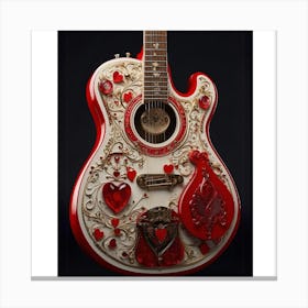 Heartstrings Monarchy: Queen of Hearts Guitar Elegance (16) Canvas Print