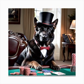 German Shepherd Top Hat Poker Canvas Print