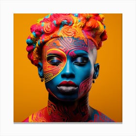 African Woman With Colorful Makeup 1 Canvas Print