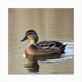 Duck Swimming Canvas Print