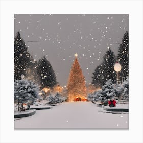 Christmas Tree In The Snow Canvas Print