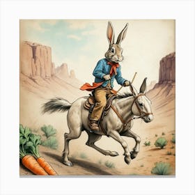 Rabbit On Horseback 1 Canvas Print