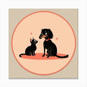 Cat and dach Canvas Print