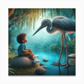 Boy And The Stork Canvas Print