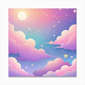 Sky With Twinkling Stars In Pastel Colors Square Composition 203 Canvas Print