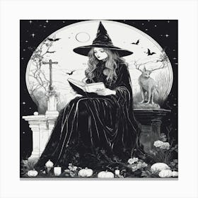 Witch Reading A Book 1 Canvas Print