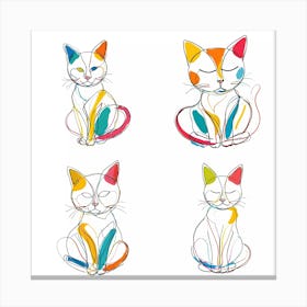 Whiskers of Wonder: The Colorful Calm of Cats Collage All 4 Motives Canvas Print