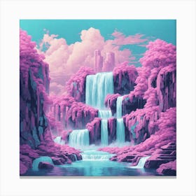 Waterfall Vaporwave Canvas Print