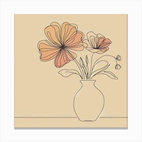 Van Gogh’s Flower: A Soft and Warm Line Art of a Flower in a Vase Canvas Print
