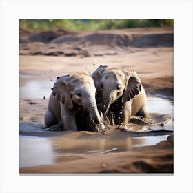 Two baby elephants Canvas Print