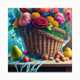 Beautiful And Elegant Wicker Basket Decorated 1 Canvas Print