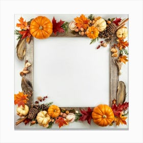 Autumnal Frame Featuring Festive Thanksgiving Elements Cornucopias Overflowing With Autumn Bounty (3) Canvas Print