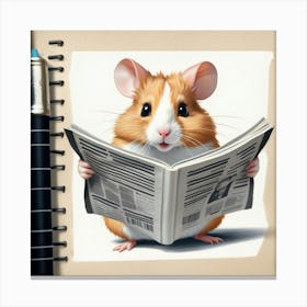 Hamster Reading Newspaper 5 Canvas Print