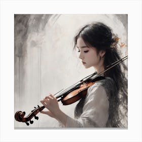 Korean Girl Playing Violin Canvas Print