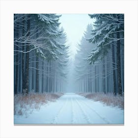 Gentle Snowfall Over A Serene Winter Forest Scene 1 Canvas Print