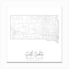 South Dakota Minimal Street Map Square Canvas Print