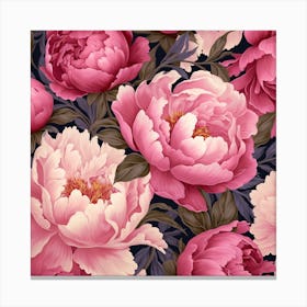 Pink Peony Seamless Pattern 4 Canvas Print