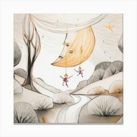 Moon And Stars Canvas Print