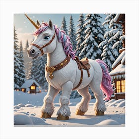 Unicorn In The Snow 1 Canvas Print