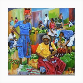 Women At The Market Canvas Print