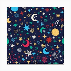 Colorful Background Moons Stars Canvas Print