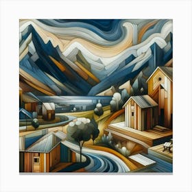 A mixture of modern abstract art, plastic art, surreal art, oil painting abstract painting art e
wooden huts mountain montain village 8 Canvas Print