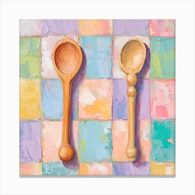 Wooden Spoon Pastel Checkerboard 3 Canvas Print