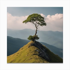 Lone Tree On Top Of Mountain 31 Canvas Print