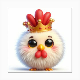 Cute Chicken With Crown 3 Canvas Print