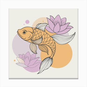 Illustration goldfish and lotus Canvas Print