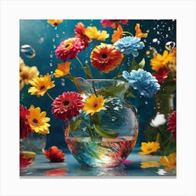 Colorful Flowers In A Vase 4 Canvas Print