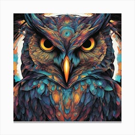 Mesmerizing Owl With Luminous Eyes On A Profound Black Background 2 Canvas Print